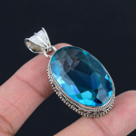 Sinine topaas v&auml;&auml;riskivi ripats massiivne 925 sterlingh&otilde;be ripats ehted kingitus unisexile