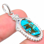Natural Copper Turquoise Gemstone 925 Sterling Silver Gift Pendant 1.58 m1a24