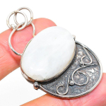 Natural Rainbow Moonstone Gemstone 925 Sterling Silver Pendant 2.25 k9j76