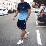 V&auml;rvi blokeeriv stiil 3D printimine meeste &uuml;markaelusega spordir&otilde;ivaste komplekt suvine T-s&auml;rk l&uuml;hikesed p&uuml;ksid 2-osaline komplekt suur pullover mood meeste 4XL