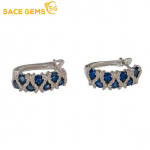 Sace Gems Naiste k&otilde;rvar&otilde;ngad 100% 925 h&otilde;bedast 3*3 mm naturaalsest safiirist k&otilde;rvaklambriga pulmapeo peen ehe kingitus sinine