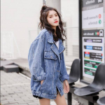 Teksajakk Naiste Boyfriend Jean Coat T&auml;navar&otilde;ivad Harajuku Vintage S&uuml;gismantlid Pealisr&otilde;ivad XL