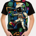Cartoon Astronaut Print Boys Creative T-s&auml;rk, vabaaja kerge ja mugav l&uuml;hikeste varrukatega topp, suvised laste v&auml;ljaminevad riided 130