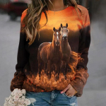 Horse Print Hoodie 3D Loomade Print Crewneck Pikkade Varrukatega Sweats Harajuku Hoodid Kvaliteetne Mantel T&uuml;drukute Spordidress Naiste R&otilde;ivad S