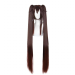 Genshin Impact Game Walnut Cos parukas Topelt hobusesaba pikad sirged juuksed Tumepruun gradient punane pruun t&auml;ispeakattega parukas 110cm tumepruun v&auml;rv