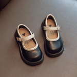 Kevadised ja s&uuml;gisesed Mary Jane'i kingad, pehme p&otilde;hjaga libisemiskindlad t&uuml;drukute v&auml;ikesed nahast kingad 21 must