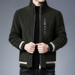 S&uuml;gis- ja talvehooaja meeste teraline sametjakk, imiteeritud lambanaha &scaron;erpavoodriga villane mantel, trendikas p&uuml;stkrae, meeste villane mantel M