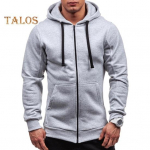 S&uuml;gistalvine meeste jope kapuutsiga, t&otilde;mblukuga, pikad varrukad, &uuml;hev&auml;rvilised kardigan elastsed mansetitaskud keskmise pikkusega kapuutsiga jakk M helehall v&auml;rv