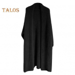 Naiste kampsun mantel kraeta Batwing pikkade varrukatega &uuml;hev&auml;rviline kudumine kardigan eest avatud keskmise pikkusega kudum roosa