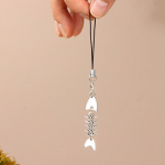 Y2K Creative Fishbone mobiiltelefoni kett Metallist kalaluust telefoni kaelapael Mobiiltelefoni v&otilde;lu klahvijuhtme tarvikud