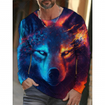 Vintage meeste pikkade varrukatega T-s&auml;rk 3D prindiga s&auml;rgid Mood Animal Wolf Graafika R&otilde;ivad Varrukatega Topid Meeste Suur t&auml;navar&otilde;ivaste topp L