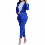 2 tk/komplekt Lady Formal mantlip&uuml;kste komplekt, pikkade varrukatega topeltn&ouml;&ouml;bid, pingul v&ouml;&ouml;koht kardigan keskmise pikkusega jakk sirge k&otilde;rge v&ouml;&ouml;kohaga p&uuml;ksid ametlikud S kuninglik sinine v&auml;rv