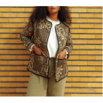 Naiste s&uuml;gis- ja talveprindiga retro-patchwork &uuml;mara kaelusega puuvillane mantel, vabaaja mugav jakk S