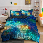 Ps&uuml;hhedeelne Boho Luksuslik Voodipesukomplekt 3 tk padjap&uuml;&uuml;riga King tekikott Queen 2/3 tk pol&uuml;esterist tekikott kodutekstiil 264x228cm 3pcs