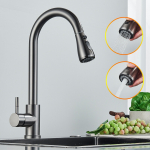 Monoblokk k&ouml;&ouml;gisegisti kraanid pliivabad 360 kraadi p&ouml;&ouml;ratavad k&otilde;rge kaarega &uuml;he hoovaga vannitoa segisti kraanid hall