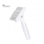 Lemmikloomkamm roostevabast terasest kaherealise disainiga lemmikloomade hooldamise rehahari l&uuml;hikeste ja pikkade juuste eemaldamiseks m&otilde;eldud hari koerale valge