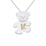 LEA &; ARTHUR - Laste ripatsi motiiv (KARUPOEG) H&otilde;bedane 925 tuhandeid roodiumiga kaetud ja; (Kiri K) Kollase kullaga kaetud