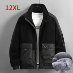 Meeste talvine paks, soe fliisist &otilde;mmeldud jope, suur 12XL mood, vabaaja t&otilde;mblukk, polaarne fliismantel meeste 7XL must