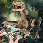 SHOP-STORY - VELOCIRAPTOR BROWN : Dinosaure T&eacute;l&eacute;command&eacute; avec Lumi&egrave;res et Sons