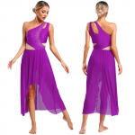 L&uuml;&uuml;riline tantsukost&uuml;&uuml;m, l&auml;ikivad rhinestones, &uuml;he &otilde;laga varrukateta v&auml;ljal&otilde;ige K&otilde;rge-madala &otilde;huga maksikleit Moodne tantsukleit S tumesinine v&auml;rv