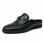 FashionStreet Style Meeste sussid Vabaaja nahast Muller kingad V&auml;litingimustes libisemiskindlad poolkingad Moodne mees poolsaapad Stiilsed mugavad laisad kingad 38 must