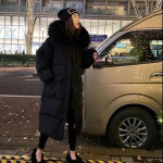 Talvine naiste sulejope Naiste talvine kapuutsiga kunstkarusnahast krae mantel Soe pargid lumeriided Suurem&otilde;&otilde;duline pikk talvejope S valge