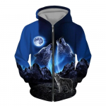 Meeste lukuga kapuuts Wolf 3D prinditud lukuga kapuuts meeste pullover mood vabaaja kampsun street Harajuku Riietus Kevad ja s&uuml;gis XL