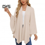 Mantlitopid naiste &uuml;hev&auml;rvilised nahkhiire varrukad, r&auml;tik jakk Keskmise pikkusega ristikujuline mantli stiilis pluus