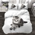 3D digitaaltr&uuml;kk 2/3 tk loomakassi mustriga tekikott padjap&uuml;&uuml;r kaheinimesevoodi komplekt kate tekk pehme mikrokiust voodipesukomplekt AU Single(140x210cm)