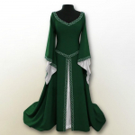 Naiste Faahion Flare varrukatega O-kaelusega keskaegne peokleit Suures suuruses Witch Pixes Dark Kleit Maagiline Cosplay Kleit Suures Suuruses Renaissance Kleit XXXL roheline