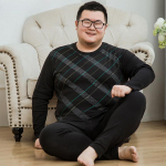 Paks meeste puuvillane pidžaamakomplekt, suur &otilde;huke termopesu, paks lahtine &uuml;likond XXXXXL must