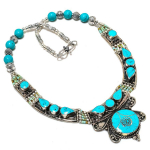 Natural Tibetan Turquoise Gemstone Handmade Jewelry Necklace 18 c1t90