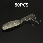50 tk 5 cm Simulatsioon Cringtail Maggot Pehme s&ouml;&ouml;t -- Soft Worm Single Tail Mandarin Fish Bass Bait Mitme suurusega pehme s&ouml;&ouml;t 5cm