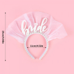 Bachelorette Party Decorations Pearl Veil Bride Headband White Bride to Be Headpiece wedding Bridal Shower Gift Bridesmaid Favor