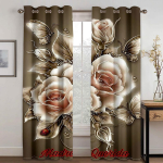 3D Roosi Kardinad Punane Kuldne Sinine Lilleline Romantiline Dekoratsioon Luksuslik Elutuba Magamistuba K&ouml;&ouml;k R&otilde;du 2 Paneeli 50W160H(CM)X2PCS&Hook