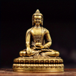 Vintage messingist istuv Buddha kujuke v&auml;ike sakjamuni kuju kogumisreisile jumalateenistuseks antiikne kodu t&ouml;&ouml;lauakaunistus messingu