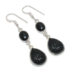 Black Onyx Handmade 925 Sterling Silver Jewelry Earring 2.05 z9u46