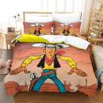Uus Lucky Luke voodipesukomplekt &Uuml;he-, Twin-, Full-, Queen-, King-suuruses Voodikomplekt T&auml;iskasvanu Laste Magamistoa Tekikotikomplektid 3D Anime Voodilina komplekt EU Twin 135x200cm beige