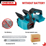 ONEVAN 16-tolline 8000W harjadeta elektriline kettsaag LED automaatse &otilde;litusega juhtmeta puut&ouml;&ouml; aia elektrit&ouml;&ouml;riist Makita 18V akule Without Battery