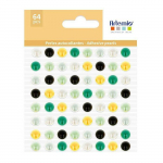 64 perles adh&eacute;sives jaune-verte