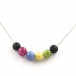 Pierres et Min&eacute;raux. Collier perles Tourmaline multicolore + Onyx noir mat 8 mm. Chaine en Collier femmes, hommes. Taille personnal must