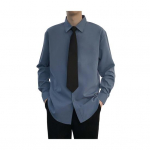 Kevadine meeste s&auml;rk lipsuga Business School Style Noorte meeste rev&auml;&auml;riga s&auml;rk &Uuml;herealine pikkade/l&uuml;hikeste varrukatega avara keskmise pikkusega puhtav&auml;rviline pidulik s&auml;rk L