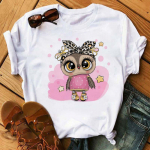 Cartoon Owl Print T-s&auml;rk Naiste Kawaii Graafilised s&auml;rgid Vabaaja l&uuml;hikeste varrukatega must naiste T-s&auml;rk O-kaelusega Harajuku T-s&auml;rgid L