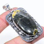 Bumblebee Jasper Handmade 925 Sterling Silver Jewelry Pendant 2.48 l7h58