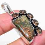 Unakite, Topaz Handmade 925 Sterling Silver Jewelry Pendant 1.97 g2a68