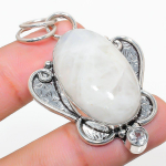 Rainbow Moonstone, White Topaz 925 Sterling Silver Jewelry Pendant 2.13 m4j31