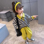 Stiilne puuvillane sviiter - pikkade varrukatega kaheosaline t&uuml;drukutele ja lastele 120 kollane