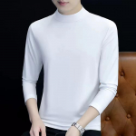 Kevadine uus meeste k&otilde;rge kaelusega T-s&auml;rk pikkade varrukatega, slim fit, &uuml;hev&auml;rviline, k&otilde;rge elastsusega, aluss&auml;rk, pulloverid, p&otilde;histiil, meeste topid XXL valge