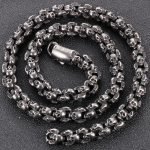 Punk Gooti Meeste Kaelakee K&otilde;igi Koljupeadega L&uuml;likett Tugevast Roostevabast Terasest Skeletiehe 50--70CM Pikk Kaelakeed Choker Meestele 50CM must