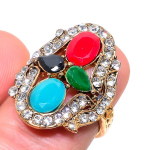 Red Ruby(Simulated) Cubic Zirconia Gemstone Handmade Jewelry Ring Size 7 s5d44